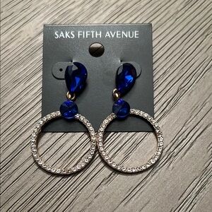 Saks Fifth Avenue Blue and Silver Drop Earrings